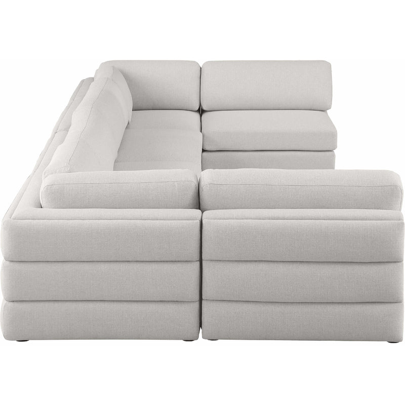 Meridian Beckham Beige Durable Linen Textured Fabric Modular Sectional IMAGE 4