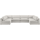 Meridian Beckham Beige Durable Linen Textured Fabric Modular Sectional IMAGE 5