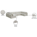 Meridian Beckham Beige Durable Linen Textured Fabric Modular Sectional IMAGE 9