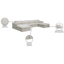 Meridian Beckham Beige Durable Linen Textured Fabric Modular Sectional IMAGE 9
