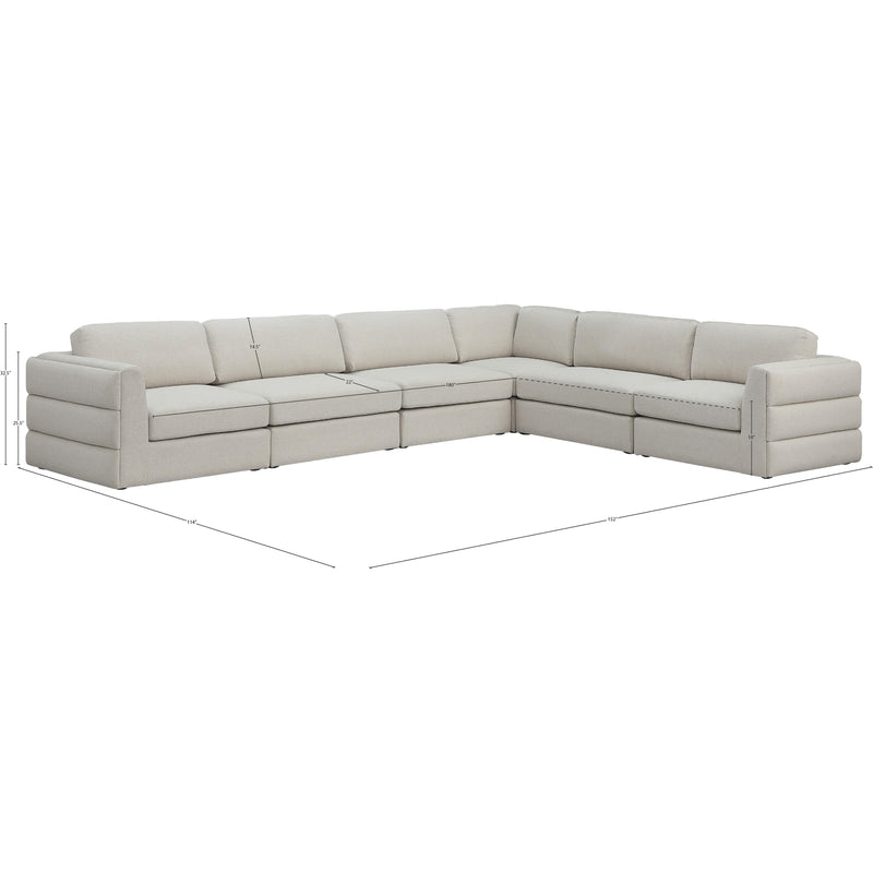 Meridian Beckham Beige Durable Linen Textured Fabric Modular Sectional IMAGE 9