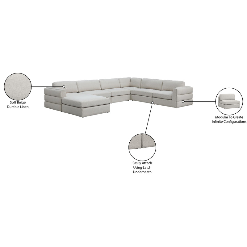 Meridian Beckham Beige Durable Linen Textured Fabric Modular Sectional IMAGE 10