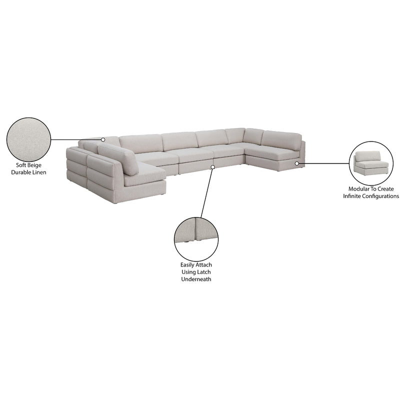 Meridian Beckham Beige Durable Linen Textured Fabric Modular Sectional IMAGE 10
