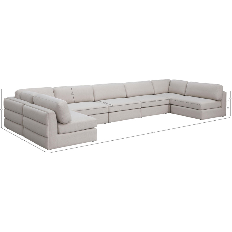 Meridian Beckham Beige Durable Linen Textured Fabric Modular Sectional IMAGE 9