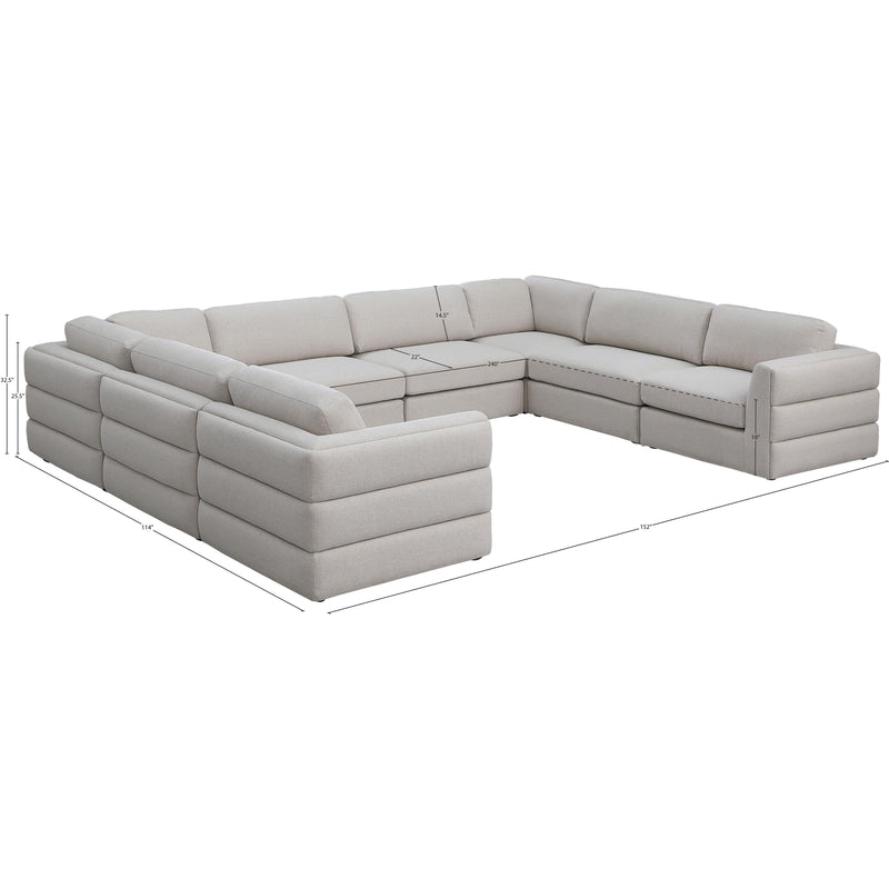 Meridian Beckham Beige Durable Linen Textured Fabric Modular Sectional IMAGE 9