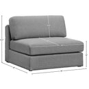 Meridian Beckham Grey Durable Linen Textured Fabric Armless IMAGE 7