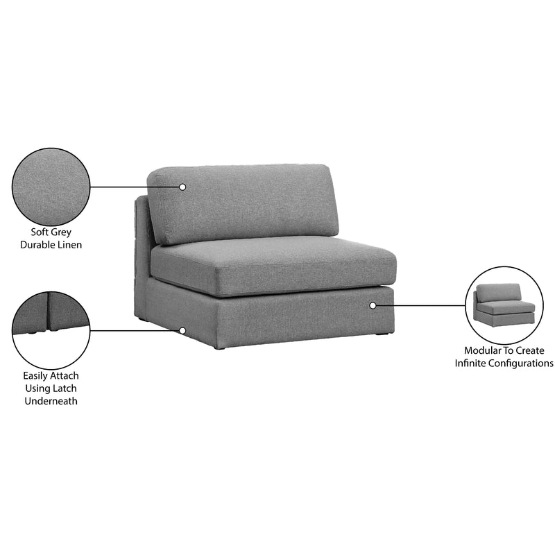 Meridian Beckham Grey Durable Linen Textured Fabric Armless IMAGE 8