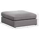 Meridian Beckham Grey Durable Linen Textured Fabric Ottoman IMAGE 5