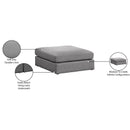 Meridian Beckham Grey Durable Linen Textured Fabric Ottoman IMAGE 6