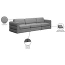 Meridian Beckham Grey Durable Linen Textured Fabric Modular Sofa IMAGE 9