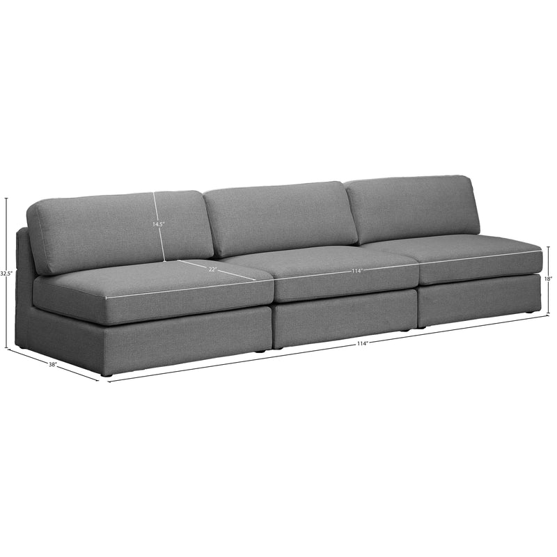 Meridian Beckham Grey Durable Linen Textured Fabric Modular Sofa IMAGE 7