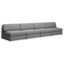 Meridian Beckham Grey Durable Linen Textured Fabric Modular Sofa IMAGE 7