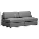 Meridian Beckham Grey Durable Linen Textured Fabric Modular Sofa IMAGE 7