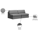Meridian Beckham Grey Durable Linen Textured Fabric Modular Sofa IMAGE 8