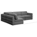 Meridian Beckham Grey Durable Linen Textured Fabric Modular Sectional IMAGE 14