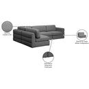 Meridian Beckham Grey Durable Linen Textured Fabric Modular Sectional IMAGE 15