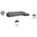Meridian Beckham Grey Durable Linen Textured Fabric Modular Sectional IMAGE 15