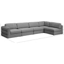 Meridian Beckham Grey Durable Linen Textured Fabric Modular Sectional IMAGE 14