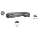 Meridian Beckham Grey Durable Linen Textured Fabric Modular Sectional IMAGE 15