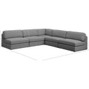Meridian Beckham Grey Durable Linen Textured Fabric Modular Sectional IMAGE 8