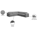 Meridian Beckham Grey Durable Linen Textured Fabric Modular Sectional IMAGE 10