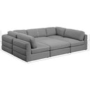 Meridian Beckham Grey Durable Linen Textured Fabric Modular Sectional IMAGE 8