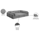 Meridian Beckham Grey Durable Linen Textured Fabric Modular Sectional IMAGE 9