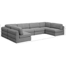 Meridian Beckham Grey Durable Linen Textured Fabric Modular Sectional IMAGE 8
