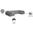Meridian Beckham Grey Durable Linen Textured Fabric Modular Sectional IMAGE 9