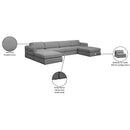 Meridian Beckham Grey Durable Linen Textured Fabric Modular Sectional IMAGE 9