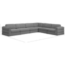 Meridian Beckham Grey Durable Linen Textured Fabric Modular Sectional IMAGE 9
