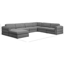 Meridian Beckham Grey Durable Linen Textured Fabric Modular Sectional IMAGE 9