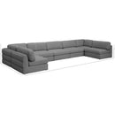 Meridian Beckham Grey Durable Linen Textured Fabric Modular Sectional IMAGE 9