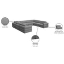 Meridian Beckham Grey Durable Linen Textured Fabric Modular Sectional IMAGE 10