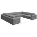 Meridian Beckham Grey Durable Linen Textured Fabric Modular Sectional IMAGE 9