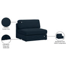 Meridian Beckham Navy Durable Linen Textured Fabric Armless IMAGE 8