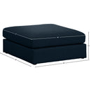 Meridian Beckham Navy Durable Linen Textured Fabric Ottoman IMAGE 5