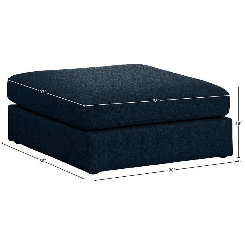 Meridian Beckham Navy Durable Linen Textured Fabric Ottoman IMAGE 5