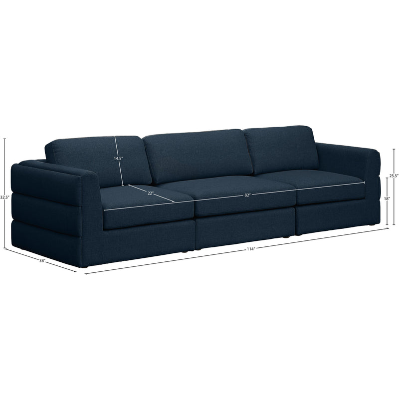 Meridian Beckham Navy Durable Linen Textured Fabric Modular Sofa IMAGE 8