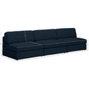 Meridian Beckham Navy Durable Linen Textured Fabric Modular Sofa IMAGE 7