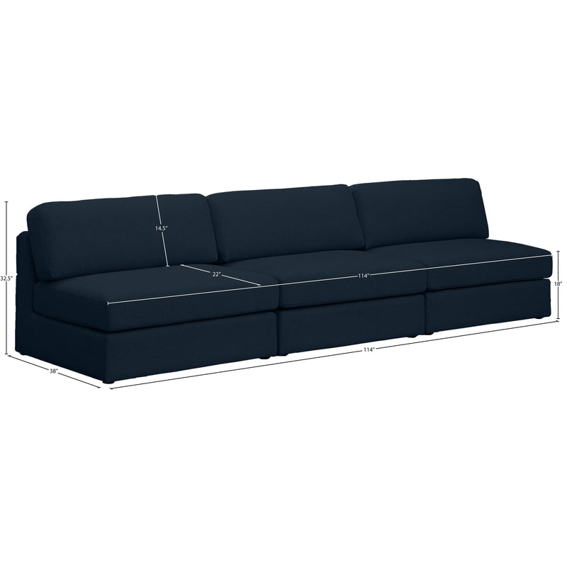 Meridian Beckham Navy Durable Linen Textured Fabric Modular Sofa IMAGE 7