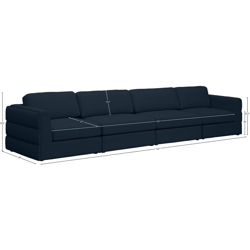 Meridian Beckham Navy Durable Linen Textured Fabric Modular Sofa IMAGE 7
