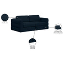 Meridian Beckham Navy Durable Linen Textured Fabric Modular Sofa IMAGE 8