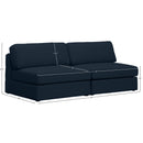 Meridian Beckham Navy Durable Linen Textured Fabric Modular Sofa IMAGE 7