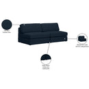 Meridian Beckham Navy Durable Linen Textured Fabric Modular Sofa IMAGE 8
