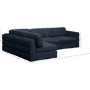 Meridian Beckham Navy Durable Linen Textured Fabric Modular Sectional IMAGE 14