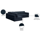 Meridian Beckham Navy Durable Linen Textured Fabric Modular Sectional IMAGE 15