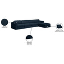 Meridian Beckham Navy Durable Linen Textured Fabric Modular Sectional IMAGE 15