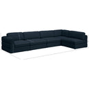 Meridian Beckham Navy Durable Linen Textured Fabric Modular Sectional IMAGE 14