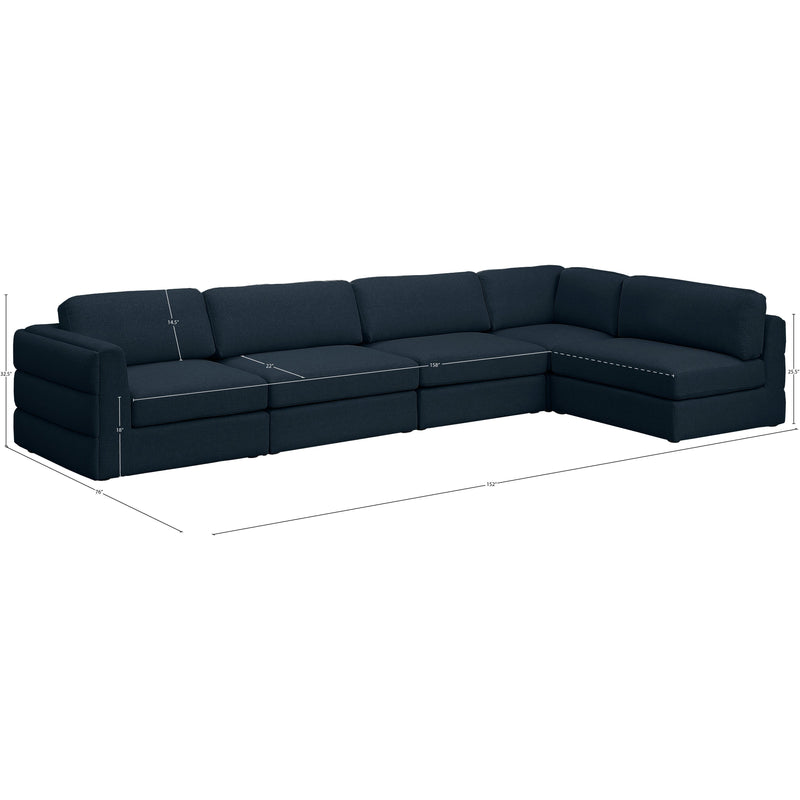 Meridian Beckham Navy Durable Linen Textured Fabric Modular Sectional IMAGE 14